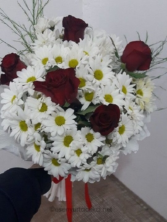Hastaneye iek ieki ,ieki iletiim,5-gul-papatya-buketi